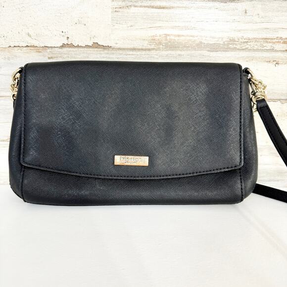 Kate Spade Black Leather Crossbody Hand Bag Chain Handle & Adjustable Strap - Picture 1 of 4